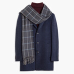 Chase Slim Fit Knit Patterned Wool Coat // Navy + Blue (36)