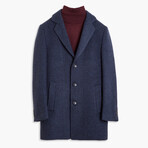 Chase Slim Fit Knit Patterned Wool Coat // Navy + Blue (36)