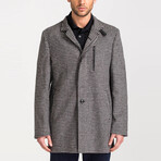 Alex Slim Fit Crowbar Patterned Cachet Coat // Black + White (36)