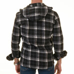 Plaid Pattern Hooded Flannel // Black + White (XL)