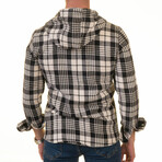 Plaid Pattern Hooded Flannell // Black + Beige (3XL)