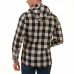 Small Plaid Pattern Hooded Flannel // Black + White (XL)