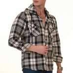 Plaid Pattern Hooded Flannell // Black + Beige (XL)