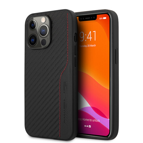 Hard Case With PU Carbon Effect, Red Stiching Line Hot Stamped Logo (iPhone 14)