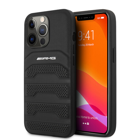 Case With Perforated Black Debossed Lines Hot Stamped White Logo (iPhone 14)