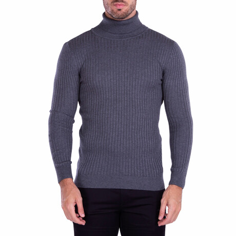 Ribbed Turtleneck Sweater // Charcoal (L)