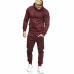 Men's Heathered Slim Fit Track Suit // Burgundy (XL)