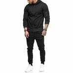 Men's Heathered Slim Fit Track Suit // Black (XS)