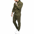 Men's Heathered Slim Fit Track Suit // Olive Green (3XL)