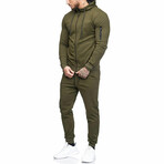 Men's Heathered Slim Fit Track Suit // Olive Green (2XL)
