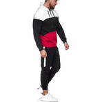 Men's Color Block Track Suit // White + Black + Red (XL)