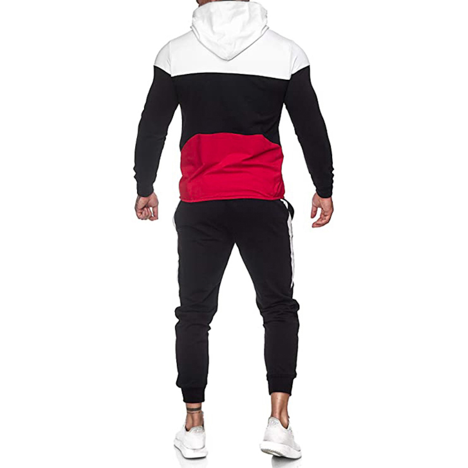 Mens 2pc Color Block Track Suit // Black + Red + White (XL) - Celino ...