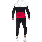Men's Color Block Track Suit // White + Black + Red (L)