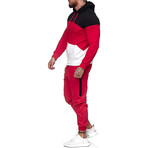 Men's Color Block Track Suit // Black + Red + White (S)