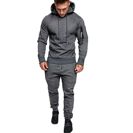 Men's Heathered Slim Fit Track Suit // Style 2 // Gray (XS)