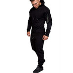 Men's Heathered Slim Fit Track Suit // Style 2 // Black (L)