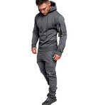 Men's Heathered Slim Fit Track Suit // Style 2 // Gray (XL)