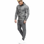 Men's Heathered Slim Fit Track Suit // Gray (L)