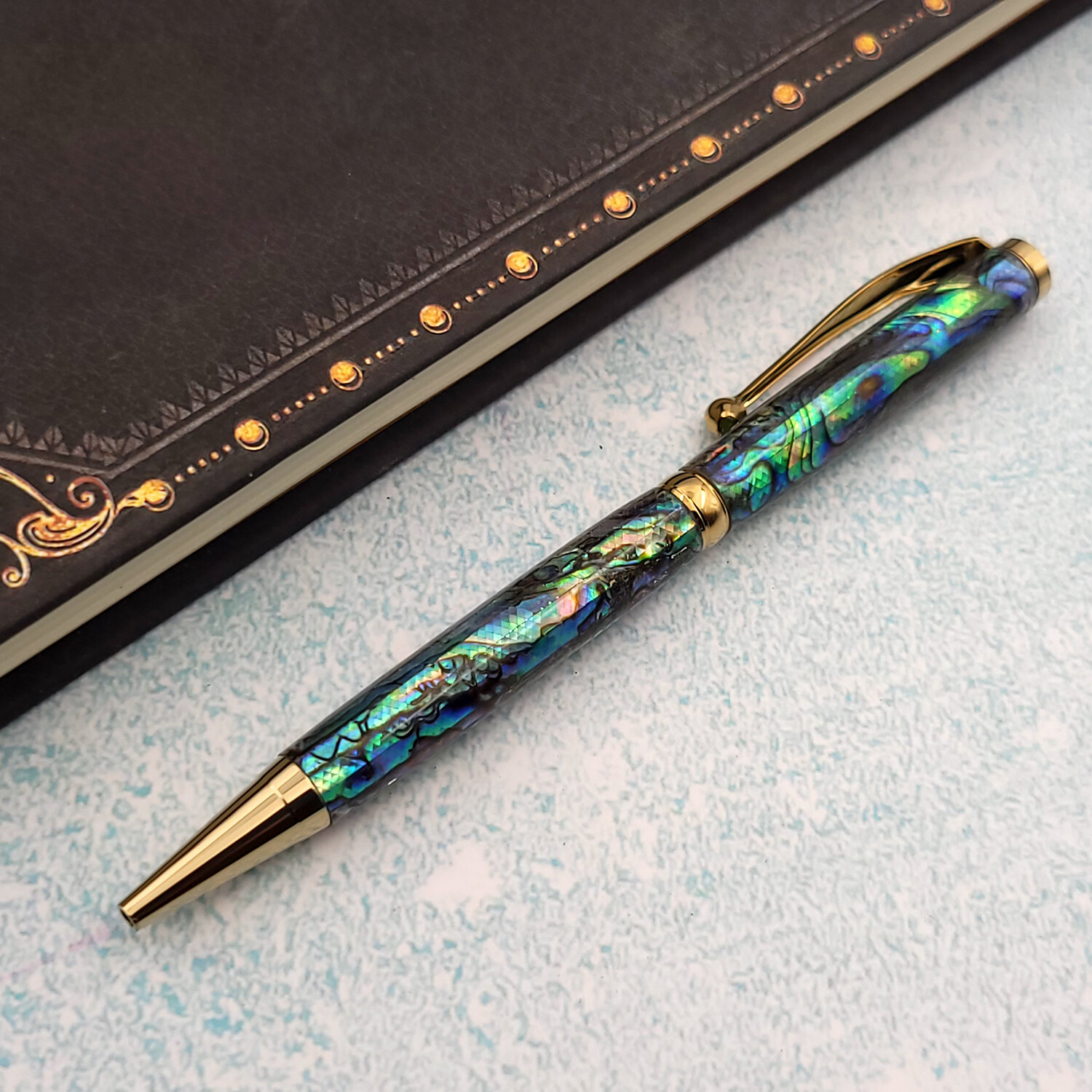 Nelson Abalone Shell Ballpoint Twist Pen // Titanium Gold Woodnotch