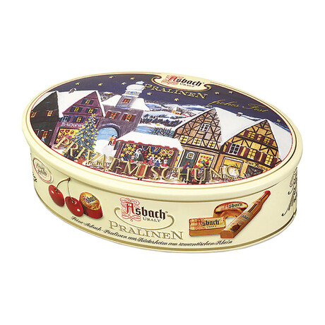 Assorted Brandy Chocolates in Oval Christmas Gift Tin