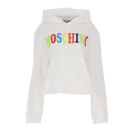 Logo Print Hoodie // White + Multicolor (XXS)
