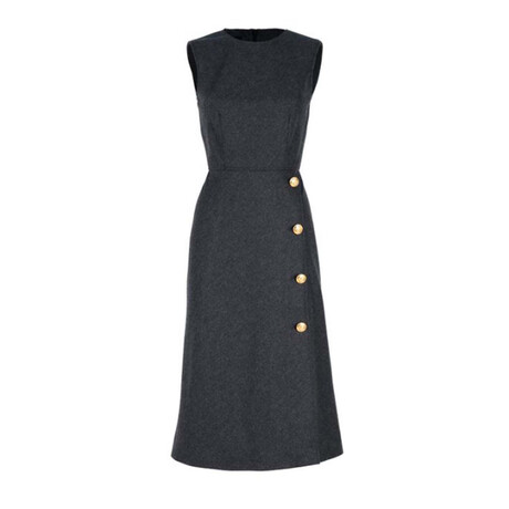 Wool Dress // Dark Grey + Gold (XXS)