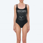 Crystal Teddy Bear Swimsuit // Black + Swarovski (S)