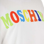 Logo Print Hoodie // White + Multicolor (XXS)