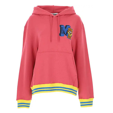 Patch Detail Pullover Hoodie // Pink + Multicolor (XXS)