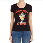 Logo Print Cotton T-Shirt // Black + Multicolor (L)