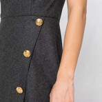 Wool Dress // Dark Grey + Gold (S)