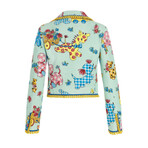 Calico Animals Piquet Blazer // Light Blue + Multicolor (S)