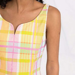 Short Dress In Check Cotton // Multicolor Color (XXS)