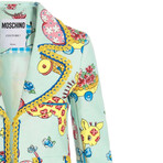 Calico Animals Piquet Blazer // Light Blue + Multicolor (S)