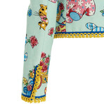 Calico Animals Piquet Blazer // Light Blue + Multicolor (S)