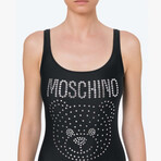 Crystal Teddy Bear Swimsuit // Black + Swarovski (S)