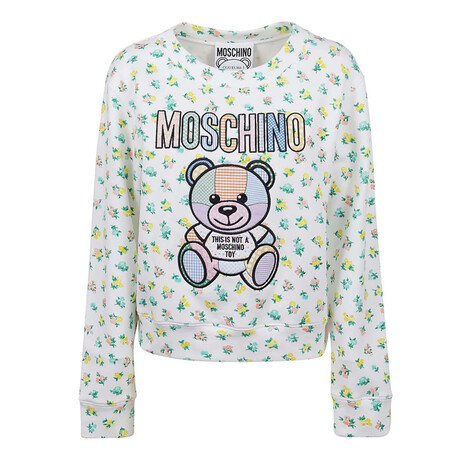 Teddy Bear Crewneck Sweatshirt // White + Multicolor (XXS)