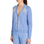 Cardigan Sweater // Light Blue + White (M)