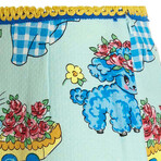 Calico Animals Piquet Mini Skirt // Light Blue + Multicolor (XXS)