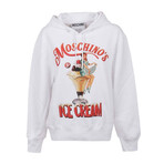 Logo Print Drawstring Hoodie // White + Multicolor (XS)