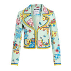 Calico Animals Piquet Blazer // Light Blue + Multicolor (S)