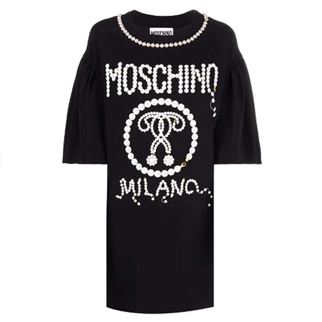 Question Mark Logo Dress // Black + White (XXS)