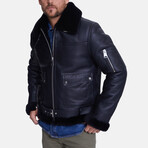 Shearling Belted Pilot Jacket // Silky Black with Black Wool (XS)