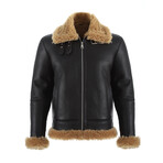 Shearling Aviator Jacket // Silky Brown + Ginger Curly Wool (S)