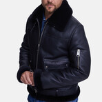 Shearling Belted Pilot Jacket // Silky Black with Black Wool (XS)