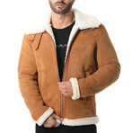 Shearling Aviator Jacket // Whiskey Suede + White Curly Wool (XS)
