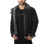 Shearling Aviator Jacket // Washed Black + Black Wool (S)
