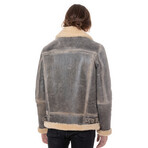 Shearling Aviator Jacket // Distressed Gray + Beige Curly Wool (XS)