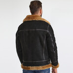 British Shearling Aviator Jacket V1 // Washed Brown + Ginger Wool (XS)