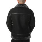 British Shearling Aviator Jacket // Washed Black + Black Wool (S)